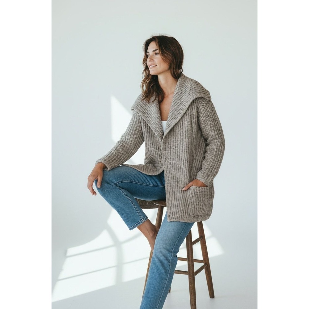 Free People Womens Wool Alpaca Blend Brown Longline Cardigan Sweater Size Small